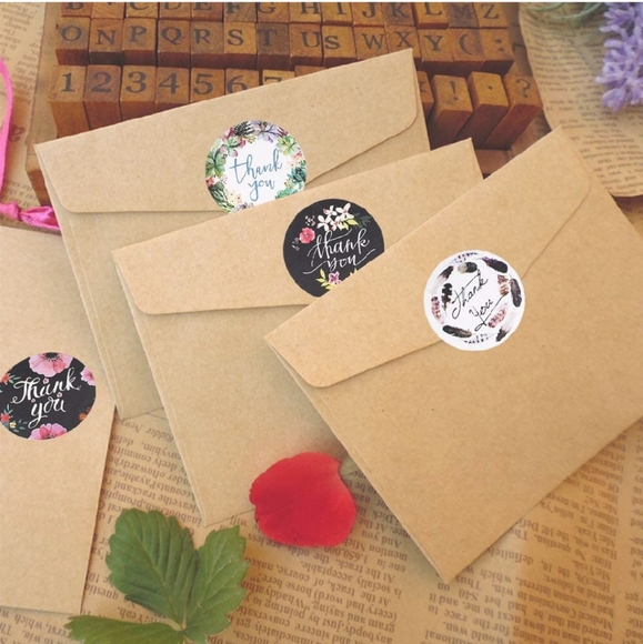 80 pcs 1" Boho Feather Flower Thank You Stickers - Picture 2 of 6